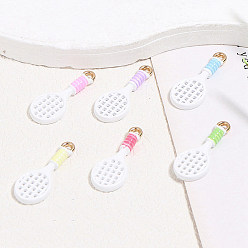 (52) Непрозрачная лаванда Подвески из эмалевого сплава с ракеткой, золотые, разноцветные, 18.5x7.5x2.5 мм, отверстие : 1.2 мм