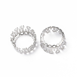Platinum Brass Sew on Prong Settings, Filigree Open Back Claw Settings for Pointed Back Rhinestone, Flat Round, Platinum, Tray: 12mm, 14x7mm, Hole: 0.8mm