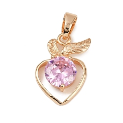 Сливовый Латунные микро проложить кубического циркония подвески, клубника прелести, долговечный, без свинца и без кадмия, слива, 19x14.5x4.5 мм, отверстие : 5x3 мм