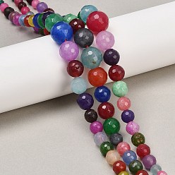 (52) Непрозрачная лаванда Бусины из натурального белого нефрита, граненые, окрашенные, круглые, разноцветные, 6~14 мм, отверстие : 1~1.4 мм, около 65 шт / нитка, 17.91'' (45.5 см)