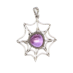 Аметист Подвески из натурального аметиста , паучья сеть, 45x38x7 мм