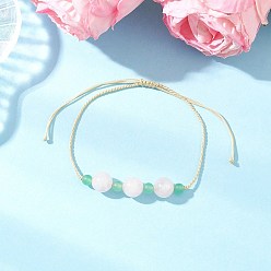 Смешанные камни Браслеты из круглых бусин из натурального малайзийского нефрита и розового кварца для женщин, с нейлоновой нитью, внутренний диаметр: 2~3-1/4 дюйм (5~8.1 см)