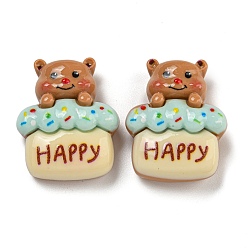 Медведь Кабошоны из непрозрачной смолы в виде медведя, красочный, торт медведь, 26x21x9.5 мм