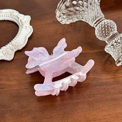 Бледно-Розовый Полые заколки для волос из ацетата целлюлозы, аксессуары для волос для женщин и девочек, лошадь, розовый жемчуг, 77 мм