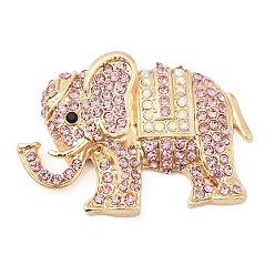 Светлый Падпаршадча Подвески из цинкового сплава, со стразами, слон, Легкий padparadscha, 38.5x55.5x9 мм, отверстие : 2 мм