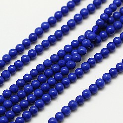 Lapis Lazuli Lapis synthétiques brins de perles lazuli, ronde, 3mm, Trou: 0.8mm, Environ 126 pcs/chapelet, 16 pouce