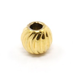 Golden Brass Corrugated Round Spacer Beads, Golden, 5mm, Hole: 1.5mm
