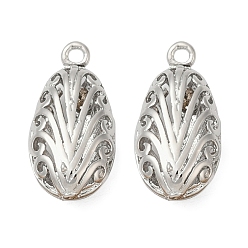Платинированный Латунные подвески, без кадмия, без никеля и без свинца, овальные, Реальная платина, 20x10.5x7 мм, отверстие : 1.4 мм
