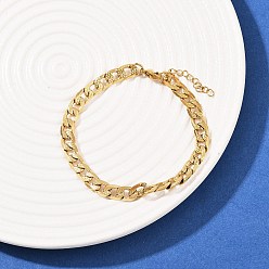 Золотой 304 Браслеты из нержавеющей стали с панцирной цепью для женщин, ионное покрытие (ip), золотые, 7-1/8 дюйм (18.2 см)
