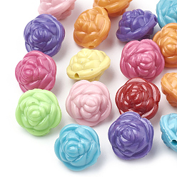 Mixed Color Opaque Acrylic Beads, Flower, Mixed Color, 13.5x13.5x11mm, Hole: 1.5mm, about 780pcs/500g