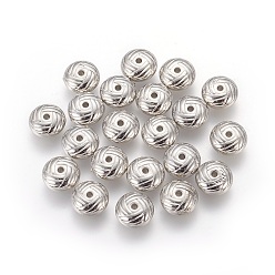 Platinum CCB Plastic Beads, Rondelle, Grooved, Platinum, 10x4.5mm, Hole: 1mm