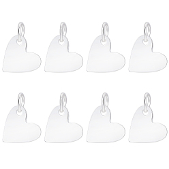 Серебро 8 шт. 925 подвески-сердечки из стерлингового серебра, с соединительными кольцами и 1полировочной салфеткой из поликарбонатной замши с квадратным краем, серебряные, 6.7x7x0.5 мм, отверстие : 2.5 мм