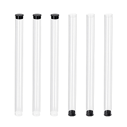 Прозрачный Прозрачные пластиковые тубы для хранения бусин из поликарбоната, с черной крышкой, прозрачные, 25.3x1.95 см, Внутренний диаметр: 1.85 cm