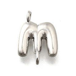 Letter M Подвески из латуни, без свинца и без кадмия, долговечный, стойки покрытие, платина, Буква М, 11.5x8.5x2.5 мм, отверстие : 1.2 мм