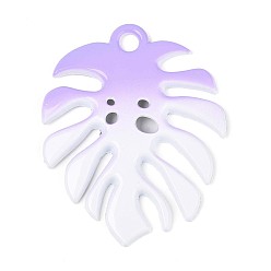 Лиловый Спрей окрашены сплава большие кулоны, лист, без кадмия, без никеля и без свинца, сирень, 65x51x3 мм, отверстие : 5 мм