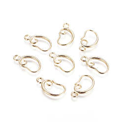 Золотой Латунные крючки для сережек, с горизонтальной петлей, долговечный, золотые, 16.5x9.5x1.5 мм, отверстие : 1.5 мм, 18 датчик, штифты : 1 мм