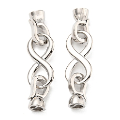 Платина Покрытие стойки, экологически чистые латунные складные застежки, без свинца и без кадмия, бесконечность, платина, 37 мм, бесконечность: 20.5x10x2.5 мм, внутренний диаметр: 4 мм