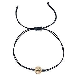 Черный Латунные бисерные плетеные браслеты из бисера, регулируемые плетеные браслеты из нейлонового шнура для женщин, чёрные, 11.02 дюйм (28 см)