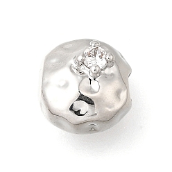 Круглые Латунные микропаве из прозрачного кубического циркония, платина, круглые, 7.5x8x5 мм, отверстие : 1.6 мм