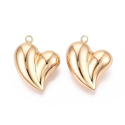 Настоящее золото 18K Латунные подвески, сердце, без никеля , реальный 18 k позолоченный, 33.5~35x27.5~28x13.5~14 мм, отверстие : 3 мм