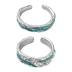 Платина 2 шт. 2 стили латунные открытые манжеты для женщин, платина, 4.5~6 мм, внутренний диаметр: регулируемый, 1 шт / стиль