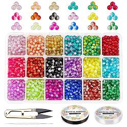 (52) Непрозрачная лаванда DIY выпечки расписные хрустящие стеклянные бусины стрейч наборы для изготовления браслетов, включить острые стальные ножницы, Эластичная кристальная нить, иглы для бисероплетения из нержавеющей стали, разноцветные, бусины : 4 мм, отверстие : 1.1~1.3 мм, 4500 шт / комплект