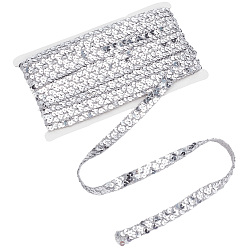 Серебро Пластиковые блестки, блестки бисер, Аксессуары для орнаментов, 2 рядов рулет с пайеткой, плоско-круглые, серебряные, 15x1 мм, около 13 м / карты