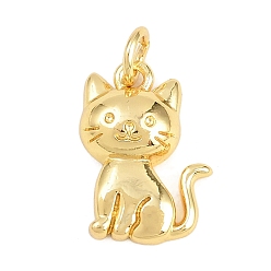 Настоящее золото 18K Латунные подвески, подвески в форме кошки, без кадмия и без свинца, реальный 18 k позолоченный, 15.5x11x3.5 мм, отверстие : 3 мм