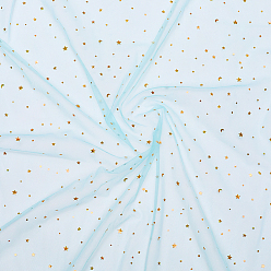 Pale Turquoise 10 Yards Polyamide Mesh Background Fabric, Star Pattern, Pale Turquoise, 1640x0.1mm