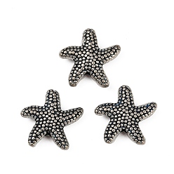 Thailand Sterling Silver Plated Сплавочные овальные бусины тибетского стиля , морская звезда, без кадмия и без свинца, Таиланд, стерлинговое серебро, покрытие, 13.5x14x3.5 мм, отверстие : 1.4 мм