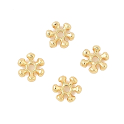 Настоящее золото 18K Spacer бисер латунные, без кадмия, без никеля и без свинца, цветок, реальный 18 k позолоченный, 5x4.5x1 мм, отверстие : 0.8 мм