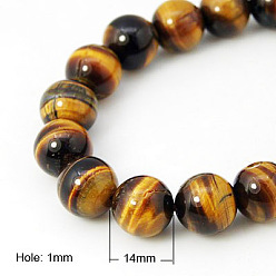 Goldenrod Natural Tiger Eye Beads Strands, Grade A, Round, Goldenrod, 14mm