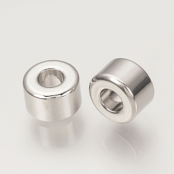 Платинированный Латунные бусины, без никеля , Реальная платина, колонка, 6x4 мм, отверстие : 2.5 мм