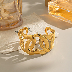 Золотой Полые 304 браслеты-манжеты из нержавеющей стали для женщин, сердце, золотые, внутренний диаметр: 2x2-1/2 дюйм (5x6.3 см)