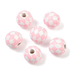 Лавандовый румянец Рождественские печатные европейские бусины из дерева схима, круглые, лавандовый румянец, 16 мм, отверстие : 4 мм