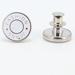 Word Alloy Button Pins for Jeans, Nautical Buttons, Garment Accessories, Round, Word, 17mm