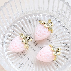 Розовый Акриловые подвески, клубника, туманная роза, 32x23 мм