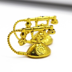 Золотистый Пластиковая кукла телефонный орнамент, аксессуары для кукольного домика с микро-ландшафтом, притворяясь опорными украшениями, золотые, 50x20 мм