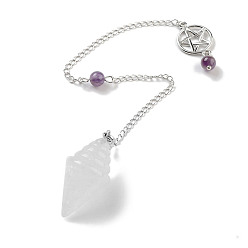 Хрусталь Заостренные биолокационные маятники из натурального кристалла кварца, с реечной обшивкой латунными выводами, конус, 245 мм