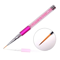 Фуксиновый Кисточка для подводки ногтей со стразами, Пластиковая кисточка для тонкой работы с защитным футляром для маникюра., красно-фиолетовые, 14.4~15.25x1 см