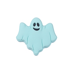 Бледно-бирюзовый Фокальные бусины из пищевого силикона, призрак, бледные бирюзовая, 23x30 мм