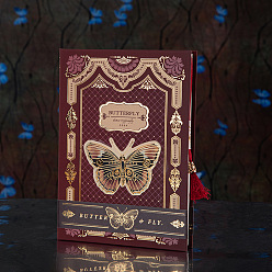 Темно-Красный Ретро готический стиль сказочные блокноты-бабочки, многофункциональный блокнот-дневник, прямоугольные, темно-красный, 165x116 мм