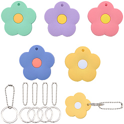 (52) Непрозрачная лаванда 5шт. 5 цвета силиконовых брелоков в виде цветов, с железными кольцами и шариковыми цепями, платина, разноцветные, 125 мм, 1 шт / цвет