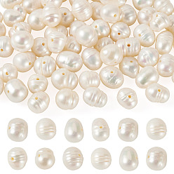 Antique White 70Pcs Natural Cultured Freshwater Pearl Beads, Potato, Grade A++, Antique White, 6mm, Hole: 0.6mm