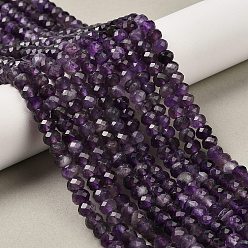 Аметист Природный аметист нитей бисера, граненые, рондель, 6x4~5 мм, отверстие : 0.8 мм, около 86~94 шт / нитка, 14.96~15.35'' (38~39 см)