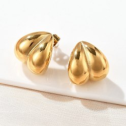 Настоящее золото 18K 304 серьги-гвоздики из нержавеющей стали для женщин, сердце, реальный 18 k позолоченный, 17.5x17.5 мм