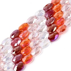 (123L) Белый крем непрозрачный блеск Нити из гальванически покрытых искусственным нефритом и непрозрачных и прозрачных стеклянных бусин, смешанный стиль, овальные, с покрытием AB цвета, граненые, огнеупорный кирпич, 10.5~11x8x5 мм, отверстие : 1.2~1.4 мм, около 32~36 шт / нитка, 13.98~15.91 дюйм (35.5~40.5 см)