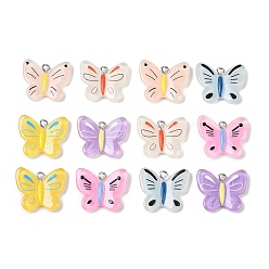 (52) Непрозрачная лаванда Подвески из смолы, бабочки прелести, с железной платиной петлей, разноцветные, 20~21x23~23.5x4.5~5 мм, отверстие : 1.8~2 мм