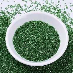 (DB0688) Окрашенный Полу-матовый Серебристый с Подкладкой в ​​Зеленый Цвет Бусины miyuki delica, цилиндр, японский бисер, 11/0, (db 0688) окрашенная в полужирный серебристый цвет, 1.3x1.6 мм, Отверстие: 0.8 мм, о 2000 шт / бутылка, 10 г / бутылка