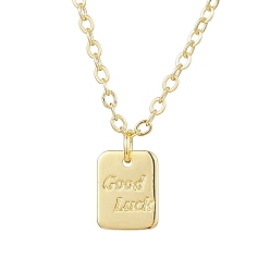 Golden Brass Pendant Necklaces, Cable Chain for Women, Rectangle, Golden, 16.46 inch(418mm)
